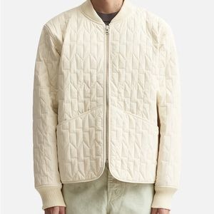 stussy white quilted jacket